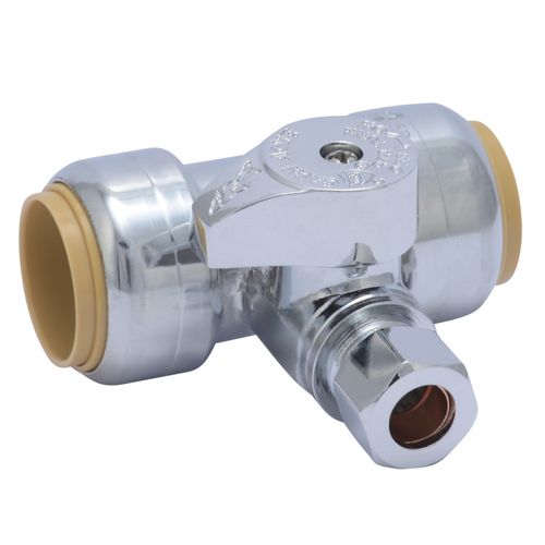 Main product image of 3/4" SharkBite x 3/4" SharkBite x 3/8" Compression Tee Stop (Lead Free), 24986A