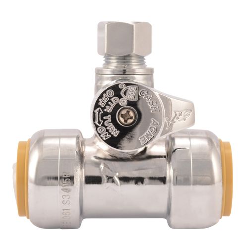 Main product image of 3/4" SharkBite x 3/4" SharkBite x 3/8" Compression Tee Stop (Lead Free), 24986A