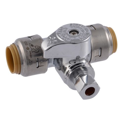 Main product image of 1/2" Sharkbite Max x 1/2" Sharkbite Max x 1/4" Compression Tee Stop (Lead Free)