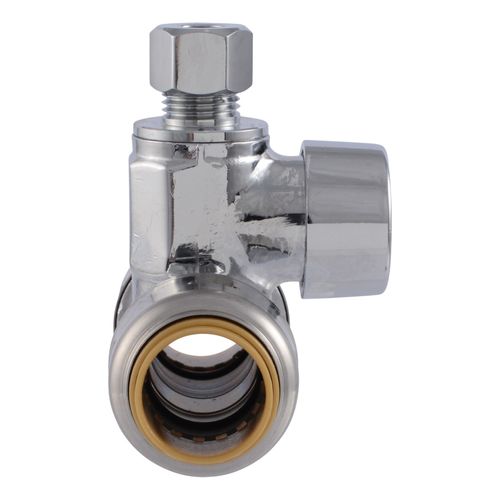Main product image of 1/2" Sharkbite Max x 1/2" Sharkbite Max x 1/4" Compression Tee Stop (Lead Free)