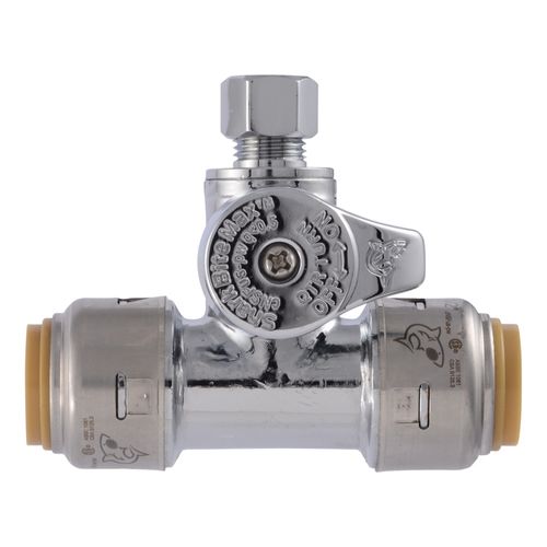 Main product image of 1/2" Sharkbite Max x 1/2" Sharkbite Max x 1/4" Compression Tee Stop (Lead Free)