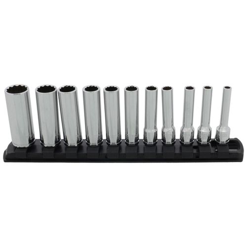 Main product image of 1/4" Drive Deep 12-Point Socket Set with Rail, 11-Piece (5/32-9/16")
