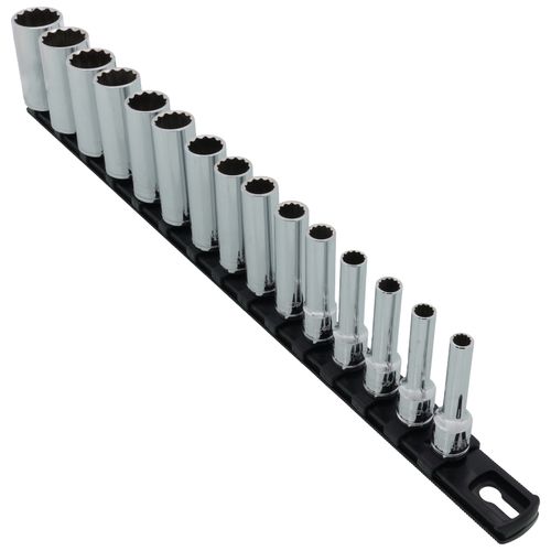 Main product image of 3/8" Drive Deep 12-Point Socket Set with Rail, 15-Piece (1/4-1")