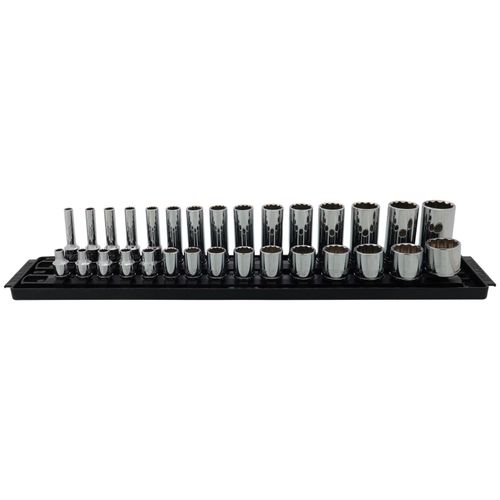 Main product image of 3/8" Drive 12-Point Socket Set with Rails, 68-Piece (1/4-1", 6-24mm)