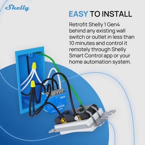 Main product image of 1 Gen4 1-Channel Smart Relay Switch, Dry Contacts, 16A, Compatible with Google Home & Alexa (Blue) (Pack of 2)