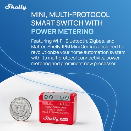 Main product image of 1 Mini Gen4 1-Channel Wi-Fi Smart Relay Mini (Pack of 2)