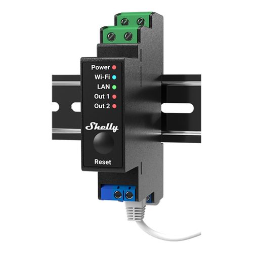 Main product image of Pro 2PM 2-Channel Smart Relay with Power Monitoring, DIN Rail, UL Listed