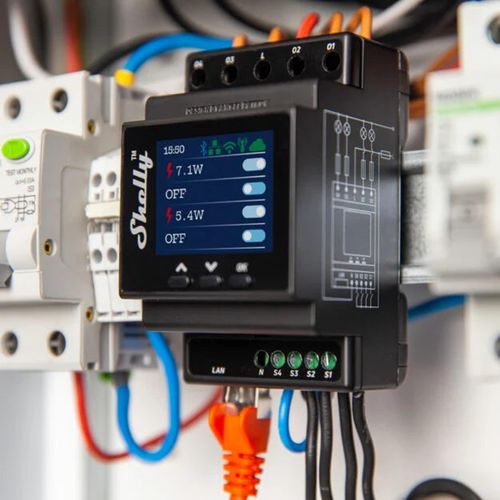 Main product image of Pro 4PM 4-Channel Smart Relay with Power Monitoring, DIN Rail