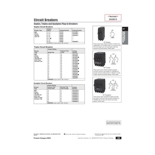 Main product image of QT Series Quadplex Circuit Breaker, 20/40 Amp, 120/240V, Plug-In, 10kAIC