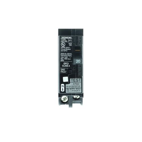 Main product image of QF120AN 20 Amp 1-Pole Plug-On Neutral GFCI Circuit Breaker, 120 V, 10 kA