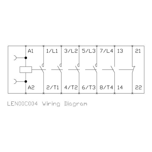 Main product image of 4 Pole, 30 Amp, 120V Normally Open Lighting Contactor, LEN00C004120B