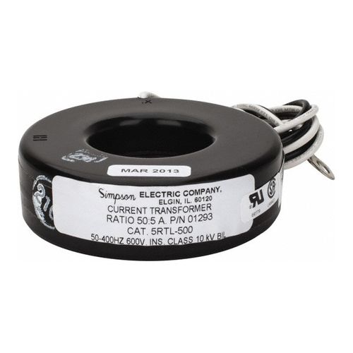 Main product image of 2 VA Burden, 50 Amp AC Input, 5 Amp AC Output, 50 to 400 Hz, Panel Meter Donut Current Transformer, 1293