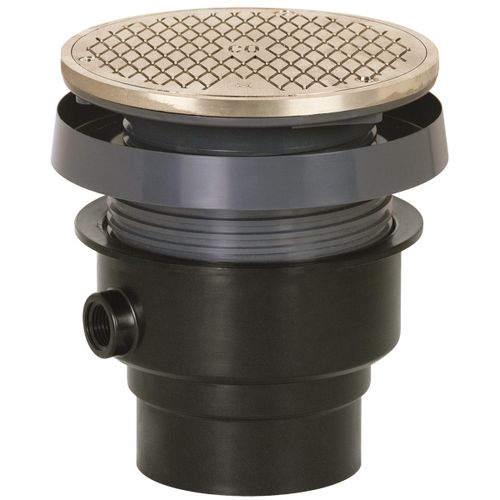 Main product image of 3" x 4" ABS FinishLine Round Adjustable Complete Assembly Floor Drain, Nickel Bronze Strainer w/ 6.5 Top (Hub)