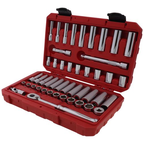 Main product image of 3/8" Drive 6-Point Socket and Ratchet Set, 46-Piece (5/16-3/4", 8-19mm)