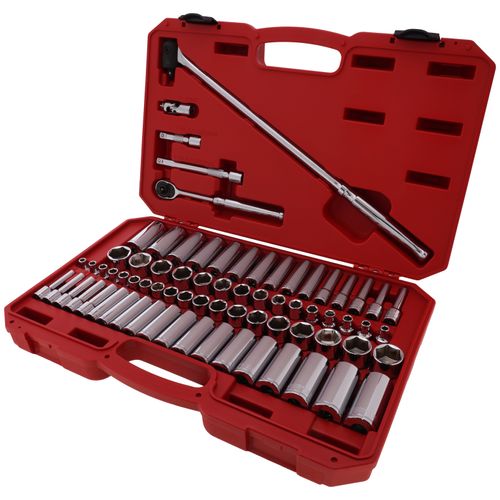 Main product image of 3/8" Drive 6-Point Socket and Ratchet Set, 73-Piece (1/4-1", 6-24mm)