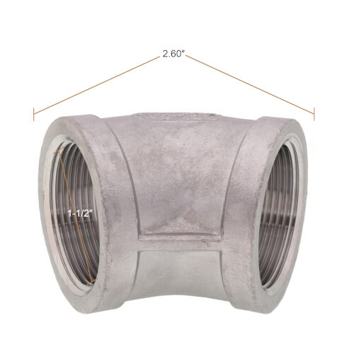 Main product image of T304 1-1/2" Stainless Steel 45-Degree Elbow