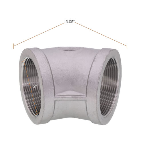 Main product image of T304 2" Stainless Steel 45-Degree Elbow
