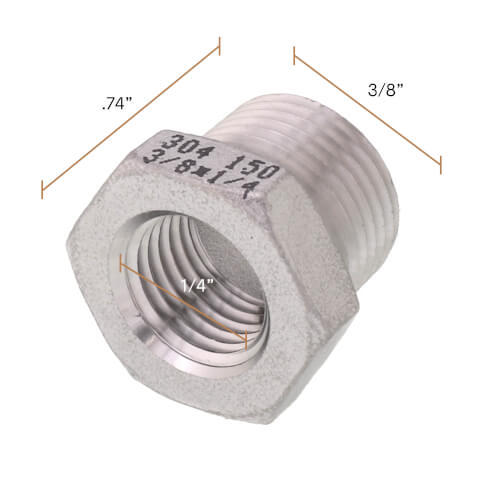 Main product image of T304 3/8" X 1/4" Stainless Steel Hex Bushing