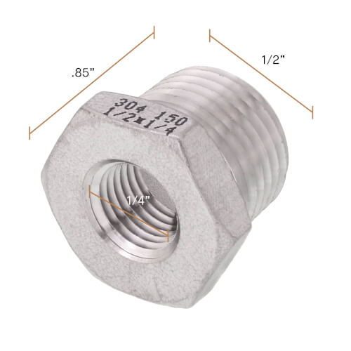 Main product image of T304 1/2" X 1/4" Stainless Steel Hex Bushing