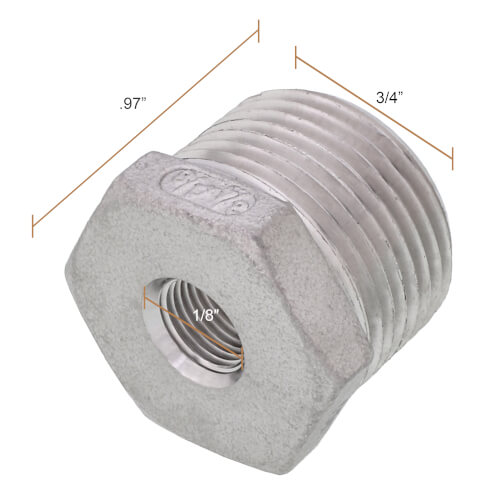 Main product image of T304 3/4" X 1/8" Stainless Steel Hex Bushing