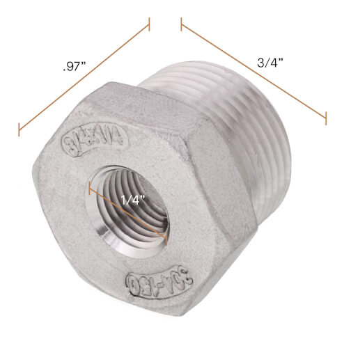 Main product image of T304 3/4" X 1/4" Stainless Steel Hex Bushing