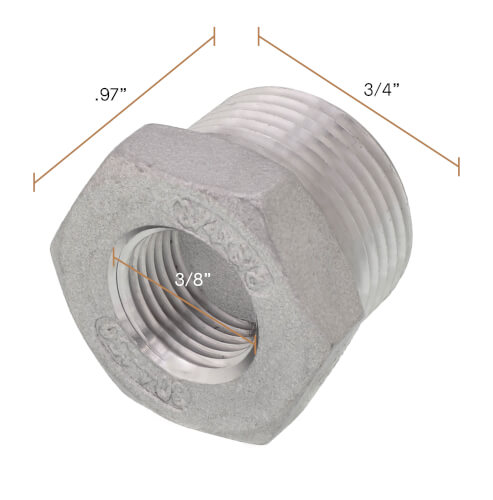 Main product image of T304 3/4" X 3/8" Stainless Steel Hex Bushing