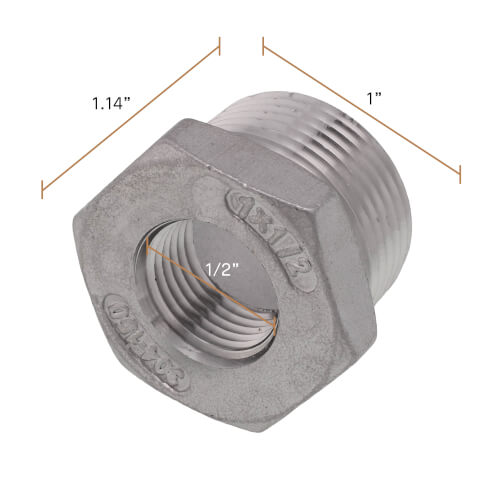 Main product image of T304 1" x 1/2" Stainless Steel Hex Bushing