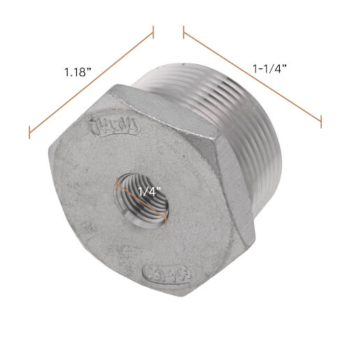 Main product image of T304 1-1/4" x 1/4" Stainless Steel Hex Bushing