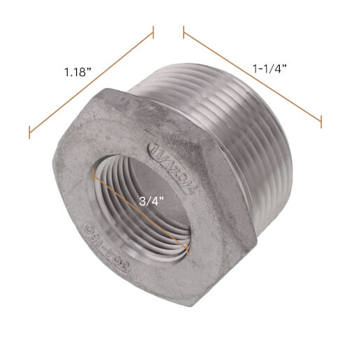 Main product image of T304 1-1/4" x 3/4" Stainless Steel Hex Bushing