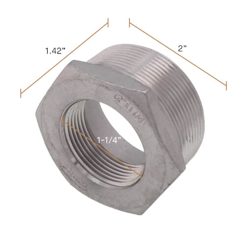 Main product image of T304 2" x 1-1/4" Stainless Steel Hex Bushing