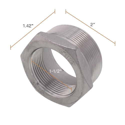 Main product image of T304 2" x 1-1/2" Stainless Steel Hex Bushing