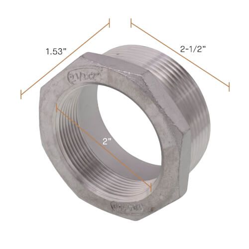 Main product image of T304 2-1/2" x 2" Stainless Steel Hex Bushing