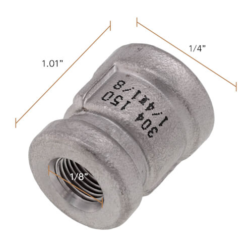 Main product image of T304 1/4" x 1/8" Stainless Steel Reducer Coupling