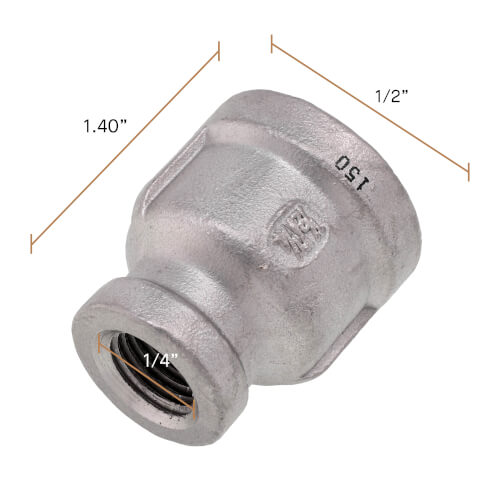Main product image of T304 1/2" x 1/4" Stainless Steel Reducer Coupling