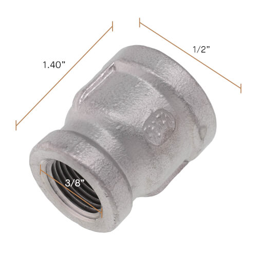 Main product image of T304 1/2" x 3/8" Stainless Steel Reducer Coupling