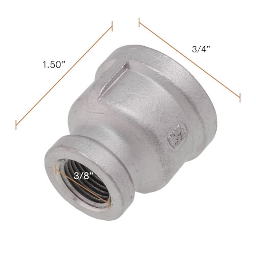 Vibrant 3.0in x 1.5in T304 Stainless Steel Straight Reducer - 6in Length main image 1