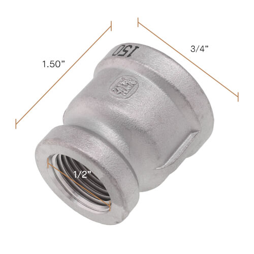 Main product image of T304 3/4" x 1/2" Stainless Steel Reducer Coupling