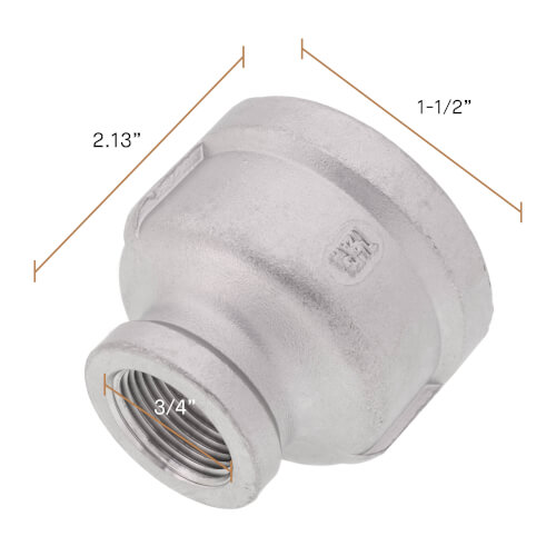 Main product image of T304 1-1/2" x 3/4" Stainless Steel Reducer Coupling