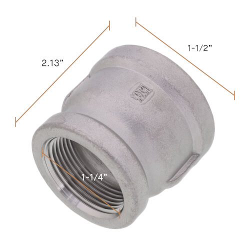 Main product image of T304 1-1/2" x 1-1/4" Stainless Steel Reducer Coupling