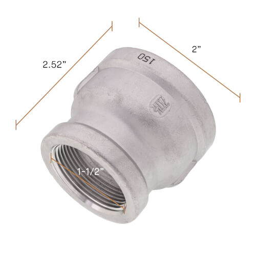 Main product image of T304 2" x 1-1/2" Stainless Steel Reducer Coupling