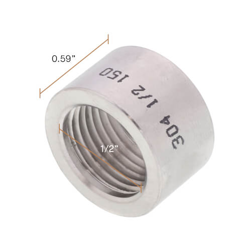 Main product image of T304 1/2" Stainless Steel Half Coupling