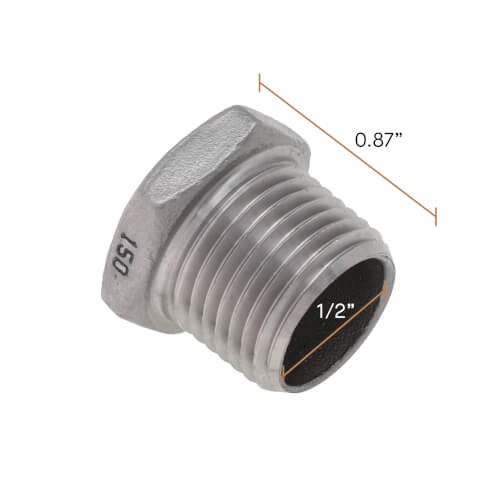Main product image of T304 1/2" Stainless Steel Hex Head Plug