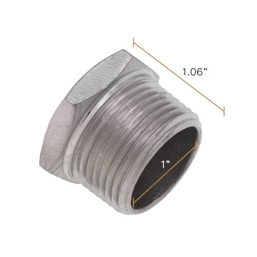 Main product image of T304 1" Stainless Steel Hex Head Plug