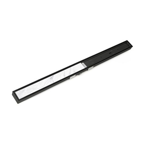 Main product image of 60" S-Stainless Steel Series High Flow Complete Kit w/ Low Profile Tile Insert Frame, Cast Iron Drain Body, 3" No Hub Outlet (Matte Black)