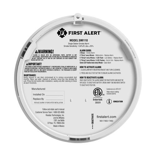 Main product image of SMI110 10-Year Sealed Battery Ionization Smoke Alarm