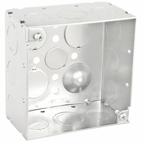 Main product image of 4" Square Drawn Box, 2-1/8" Deep w/ 1/2" & 3/4" Knockouts