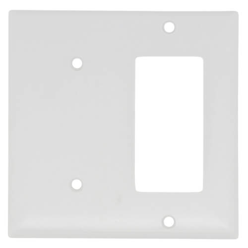 Main product image of 2-Gang Combination Wall Plate, 1 Blank & 1 Decorator - White