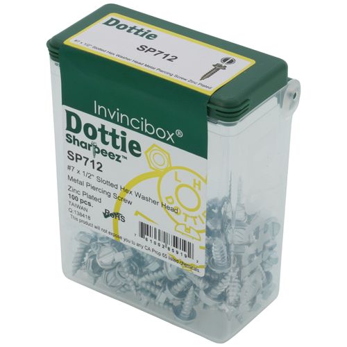 Main product image of #7 x 1/2" Slotted Hex Washer Head Metal Piercing Screws (100 pieces)