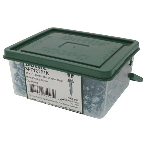 Main product image of #7 x 1/2" Slotted Hex Washer Head Metal Piercing Screws (1,000 Piece Tuff Pail)