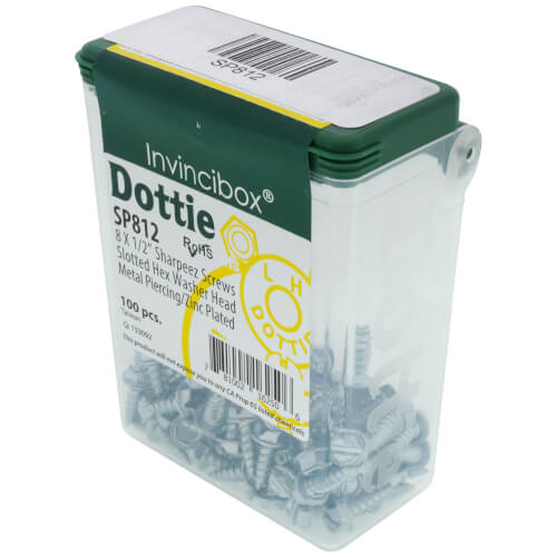 Main product image of #8 x 3/4" Slotted Hex Washer Head Metal Piercing Screw Tuff Pail (Pack of 4000)